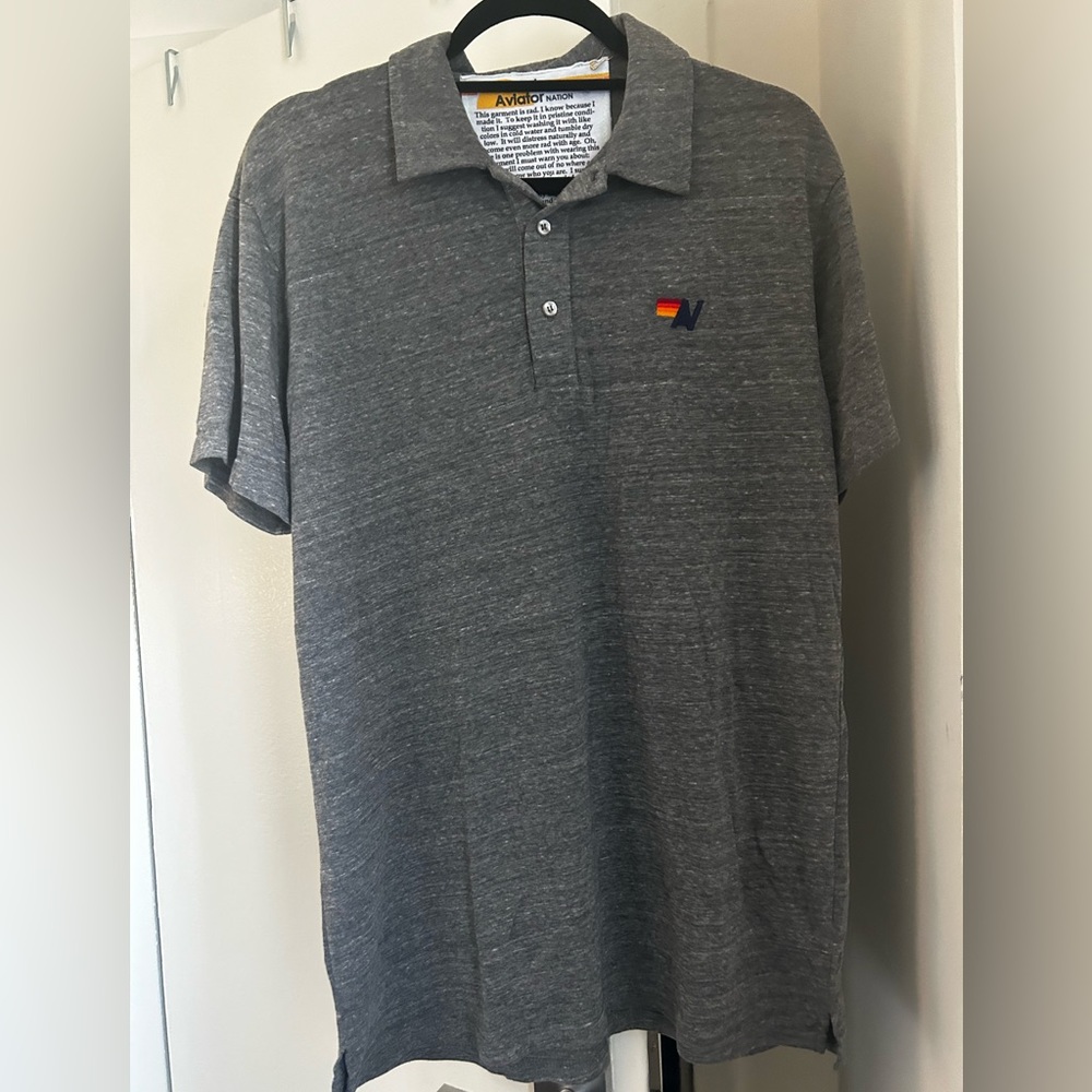 Aviator Nation Heather Grey Polo